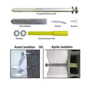Fixation pour store FIX-STORE ISO sur isolation extérieure diam 14 X 250 mm – sachet de 2 – A131120.