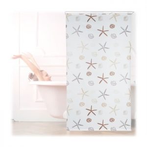 Relaxdays Store de douche Ocean, 140×240 cm, Rideau de douche, baignoire bain store, fixation plafond, semi-transparent –