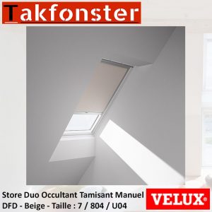 Store Duo Occultant Tamisant Manuel VELUX Beige DFD 7 / 804 / U04